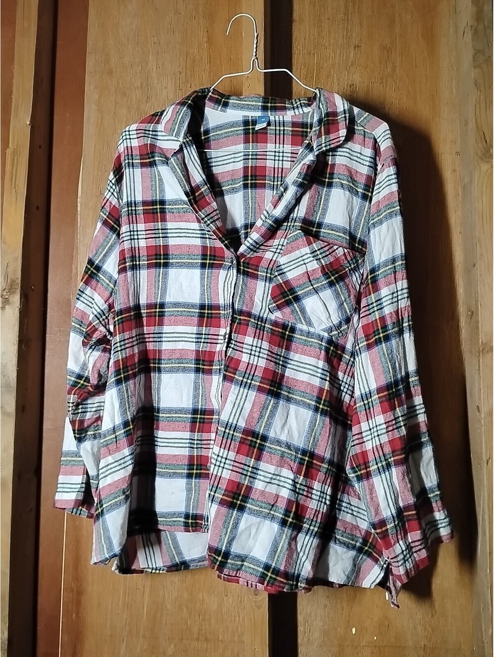 Old Navy Women's SHIRT 4X Red/White Plaid Button Cotton Flannel Soft Fall/Winter